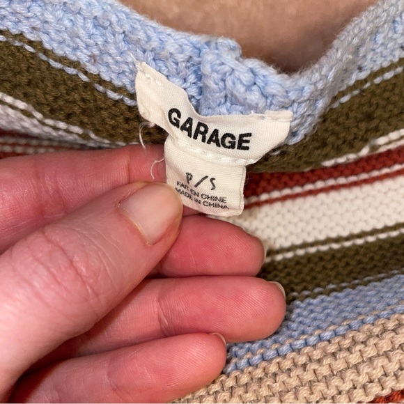 GARAGE striped knit halter top tie back size small - Picture 3 of 4